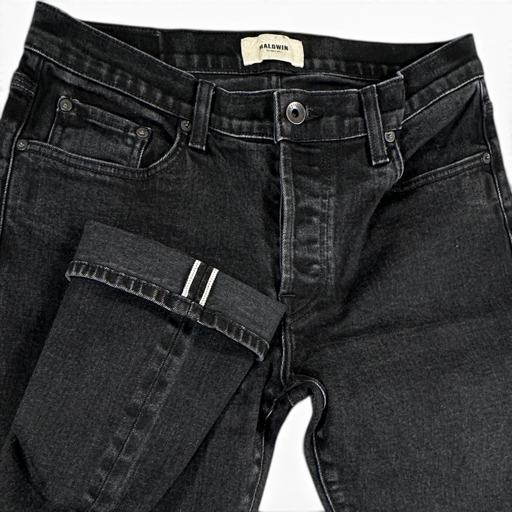 Baldwin Henley Slim Straight Selvedge Jeans Mens 33 (Fits 31x32) Black USA Made